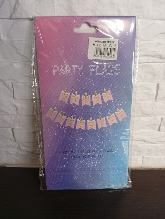 Baner napis happy birthay jednorożec dla dziewczynki