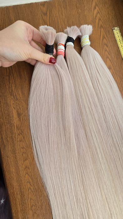 Натуральные детские осветленные волосы для наращивания блонд белые