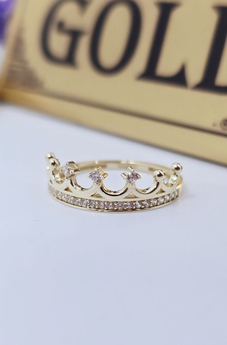 Złoty pierścionek korona próba 585 14k