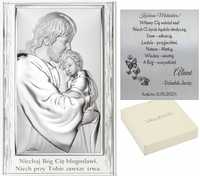 Srebrny Obrazek Z Grawerem Jezus Z Dzieciątkiem Ślub Chrzest Komunia