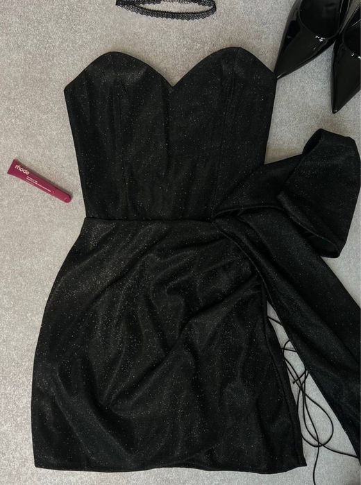 Сукня з паєтками жіноча із шнурівкою та завязками на спині корсетна