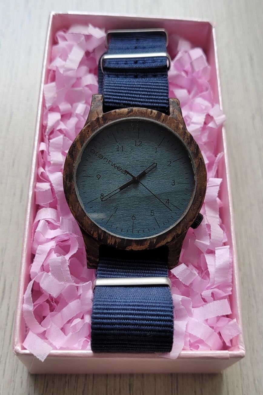 Drewniany zegarek damski PLANTWEAR brązowy granatowy