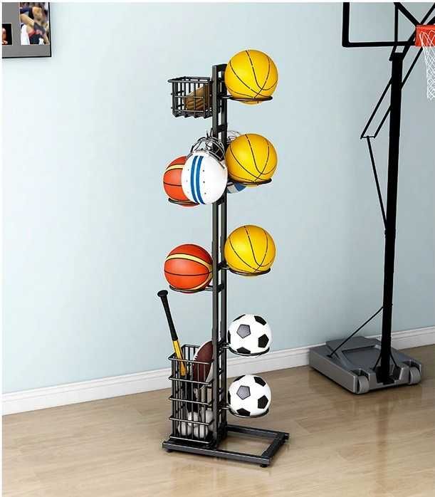 Stojak na piłki na 7 sztuk z dwoma koszami