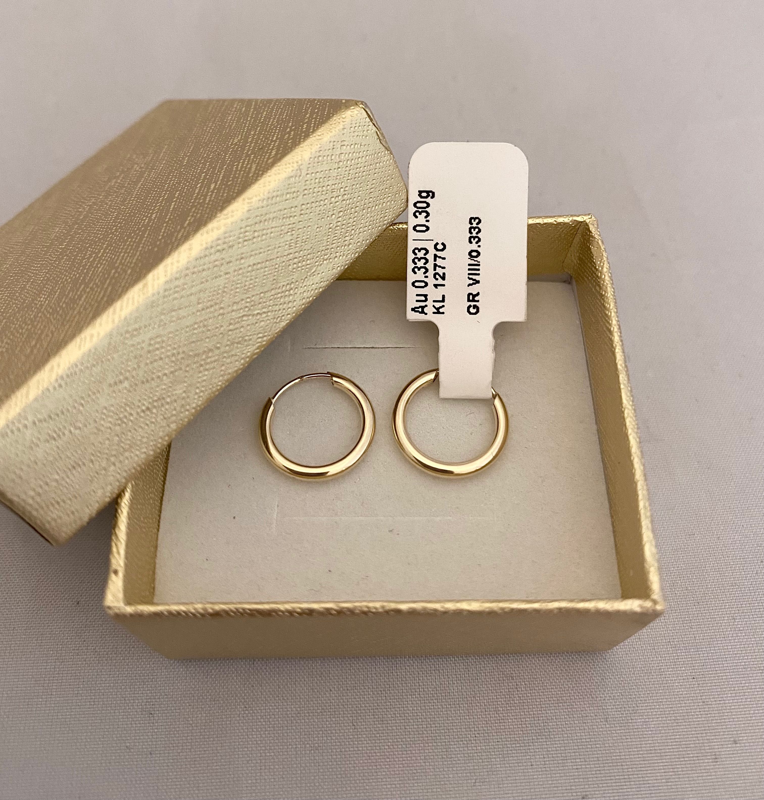 Nowe Małe złote kolczyki szarniry koła kółeczka 12mm próba 585. Sklep