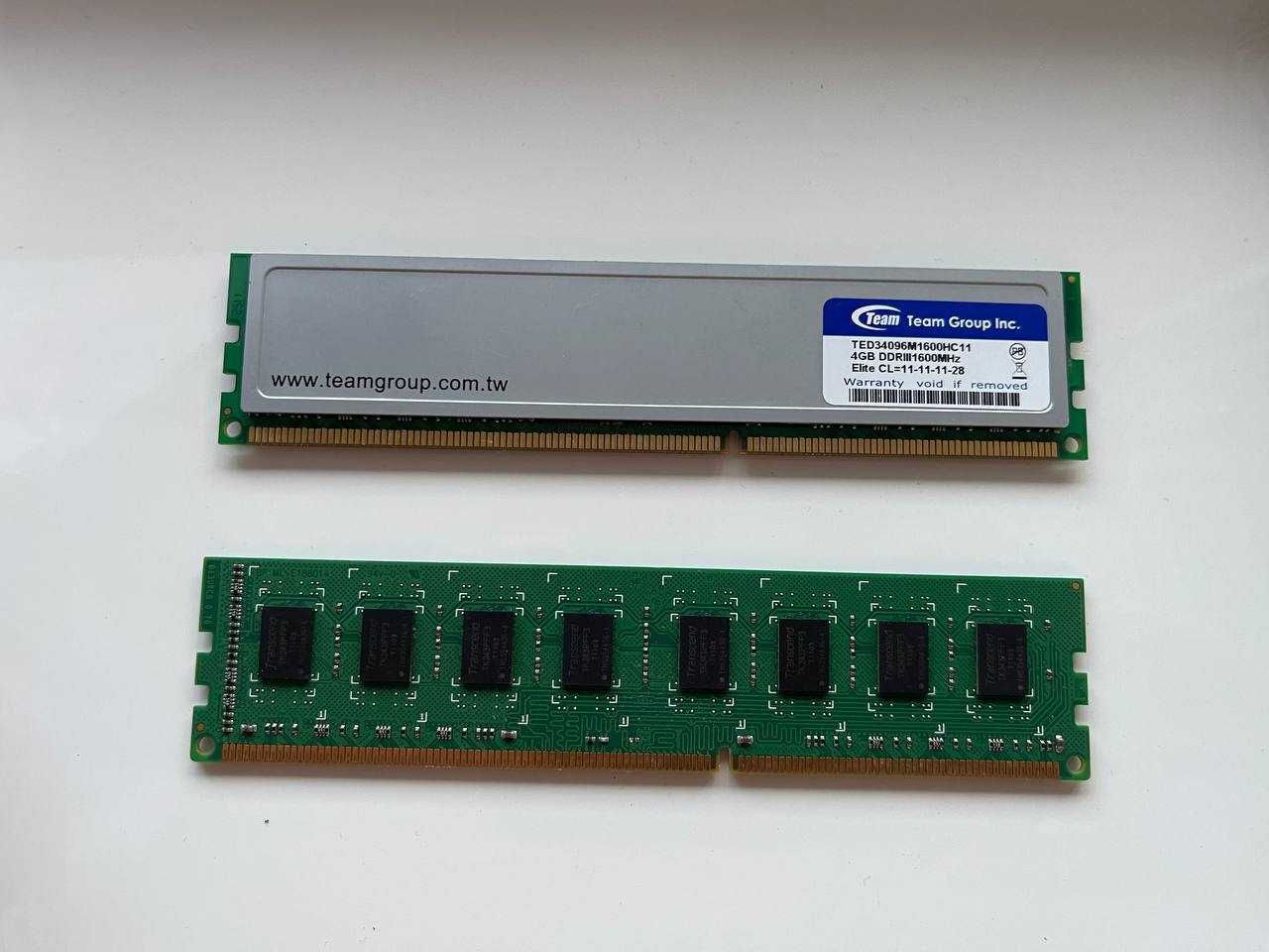 Модуль памяти Team DDR3 4GB 1600MHz + transcend 2gb ddr3 1333 dimm cl9