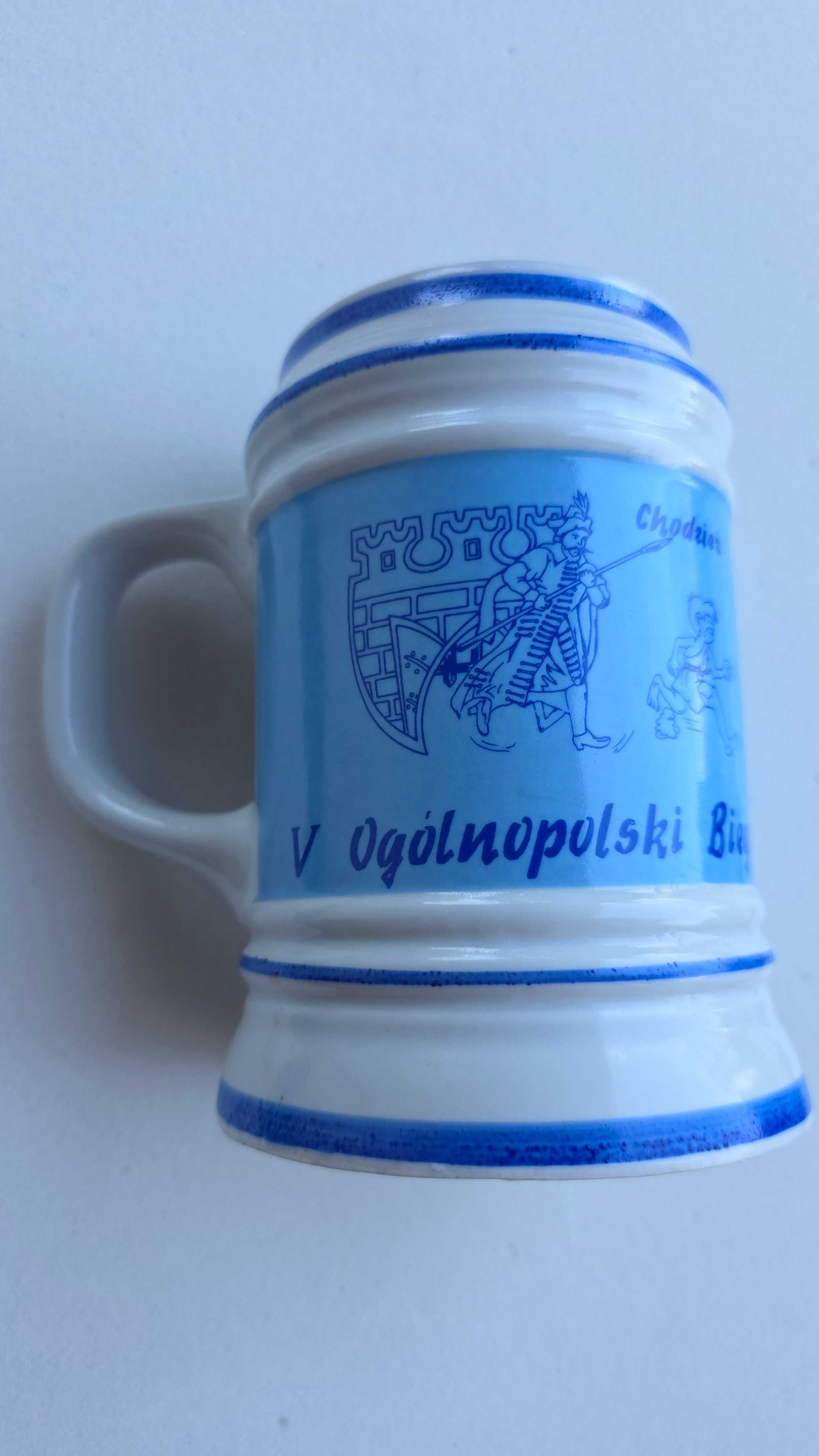 Bardzo stary kufel z porcelany Chodzież V Bieg Grzymalitów