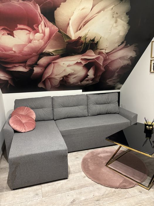 Szary narożnik rozkladana sofa