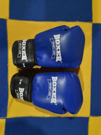Боксерские перчатки 14 унций кожвинил Элит, синие BOXER