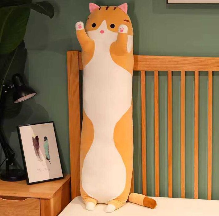 Плюшевий Кіт батон для обіймів 80 см, Іграшка-подушка Кіт Батон 80 см