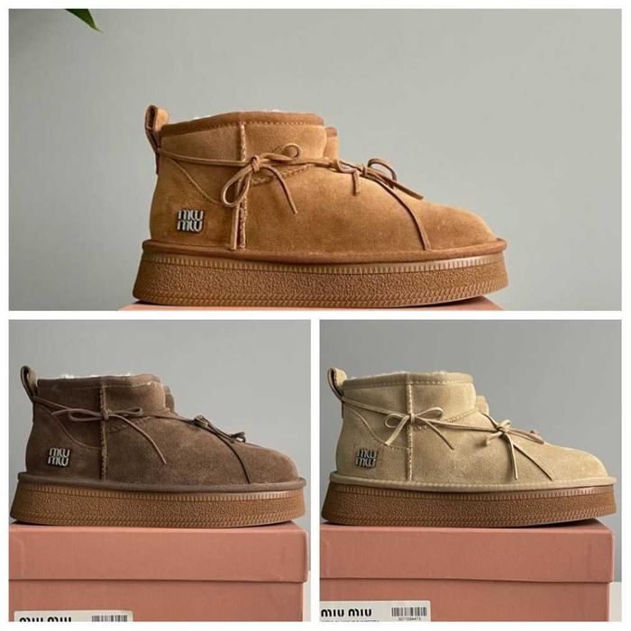 Женские зимние ботинки Miu Miu Winter Boot Мех зимові черевики Міу Міу