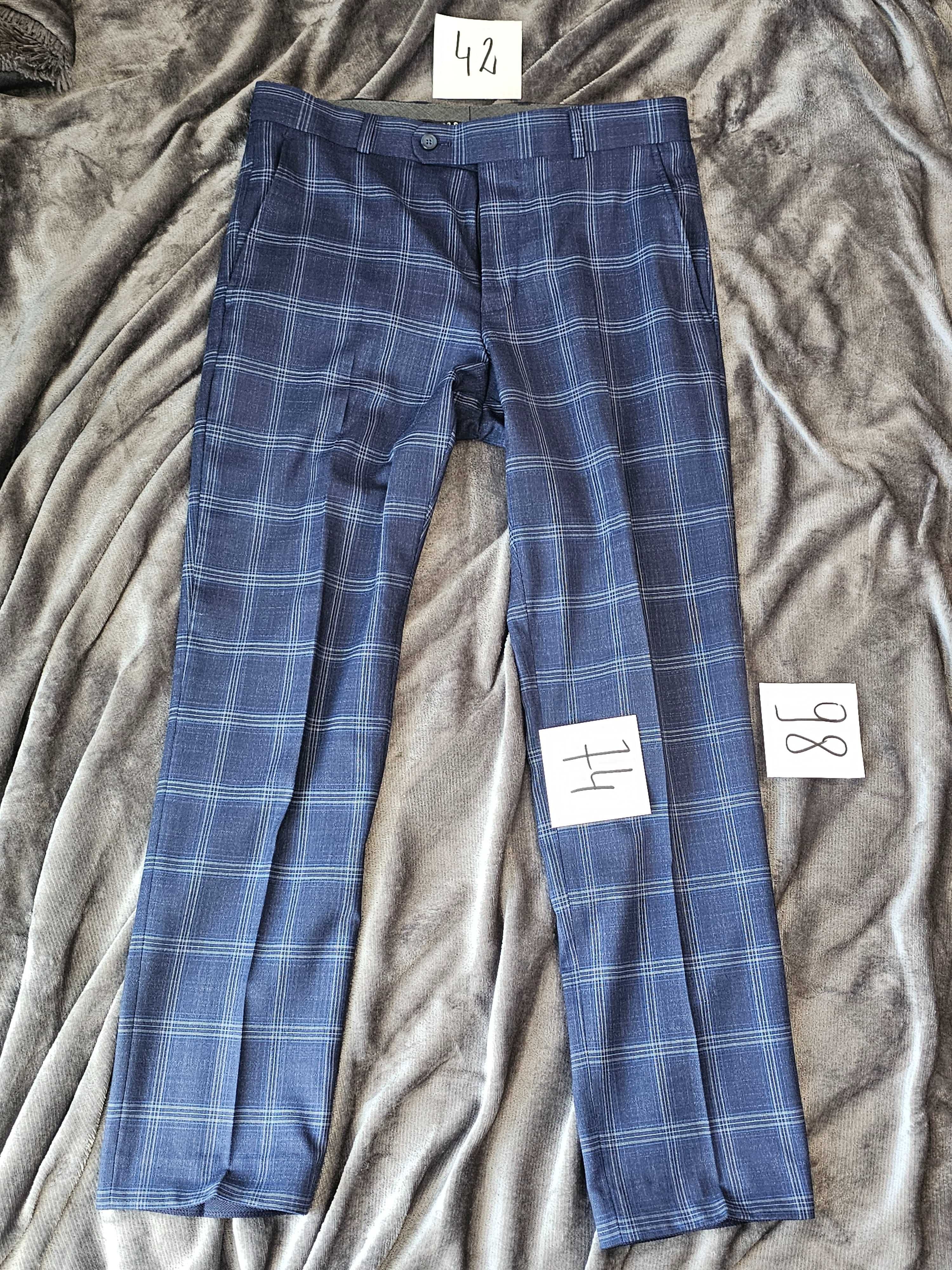 garnitur niebieski w kratę Evenemen Springer 170/96/84 jak nowy