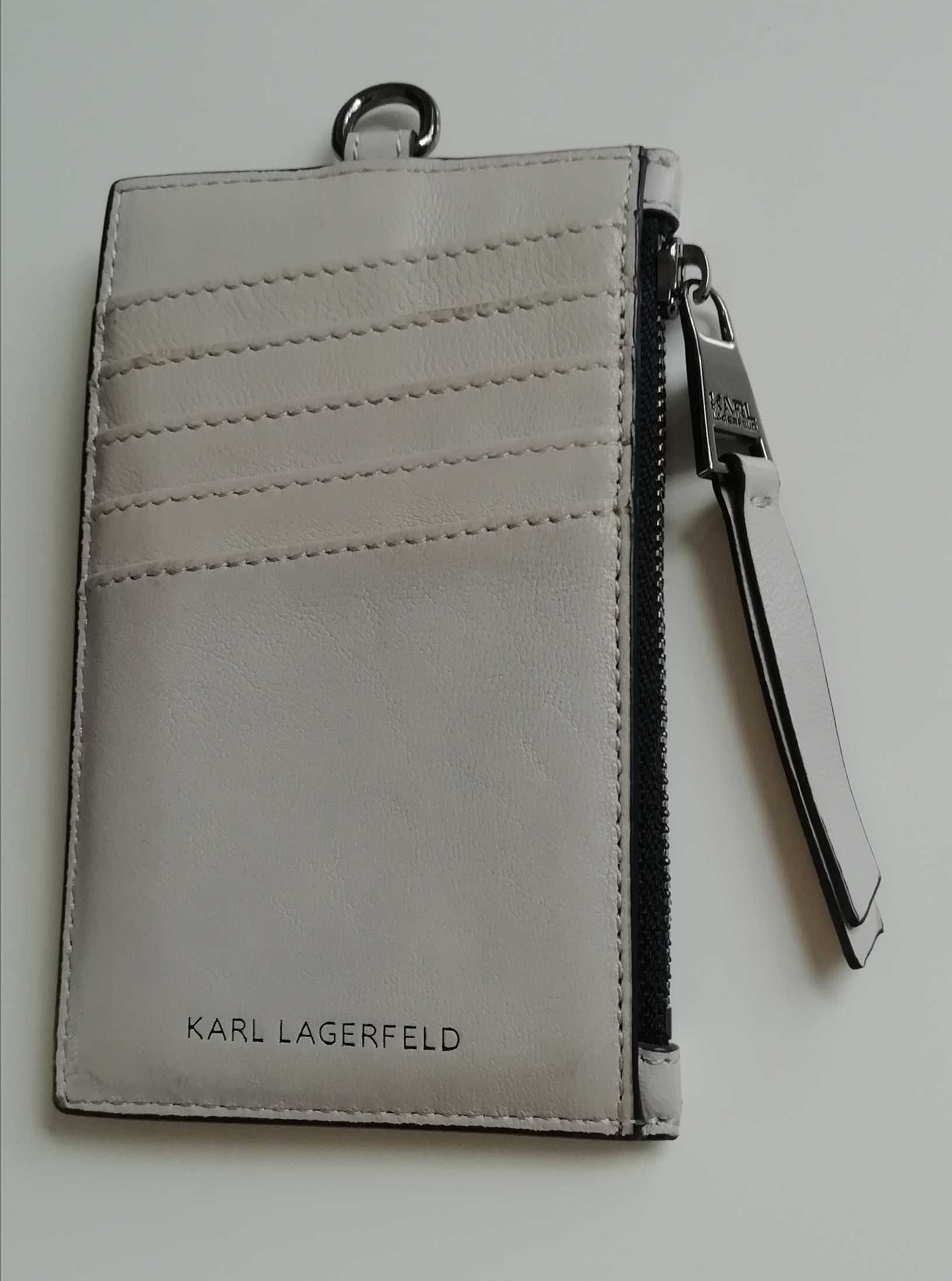 Karl Lagerfeld 3w1 mini portfel etui na karty klucze odpinana smycz