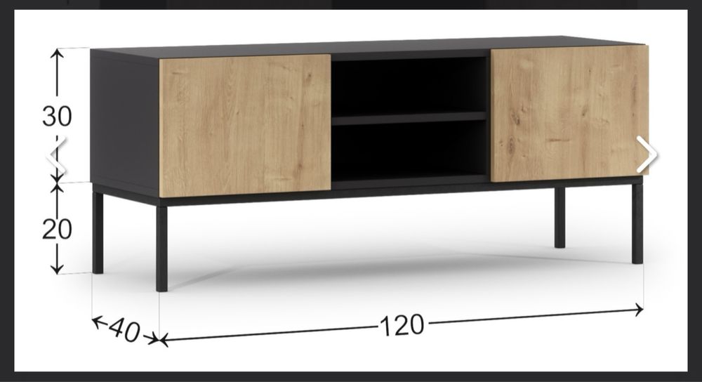 Szafka RTV Jammad 120 cm czarna / dąb artisan