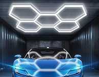 Lampa led hexagon warsztat studio barber garaż salon kosmetyczny