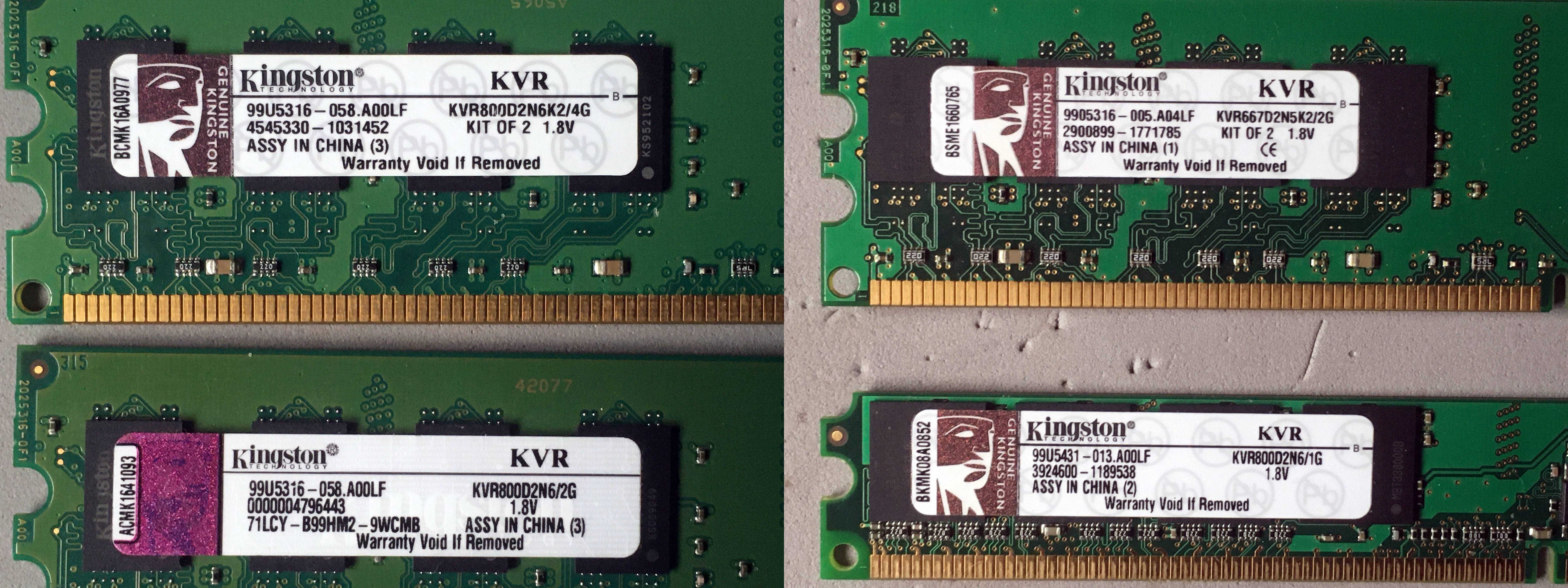 DDR2  DIMM - KITs ACER, ASUS, Lenovo e módulos Kingston