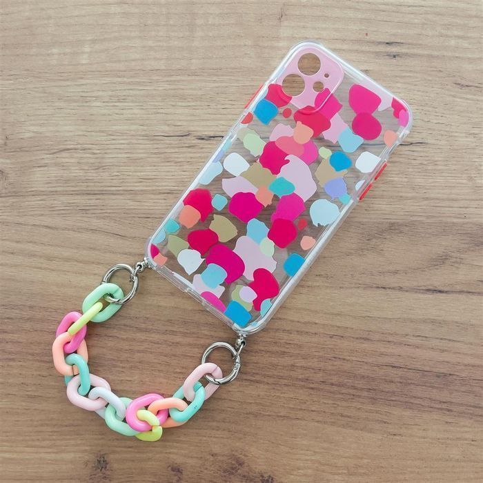 Etui Chain Color do iPhone 12 z Dekoracyjnym Łańcuszkiem