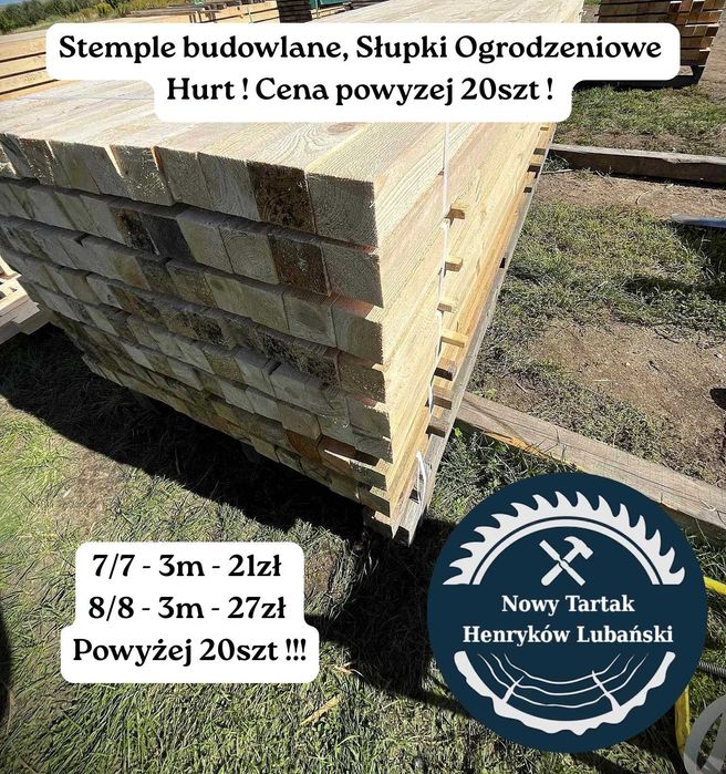 Stemple Stempel budowlany Słupek Ogrodzenie Słupki Hurt Tanio Kantówki
