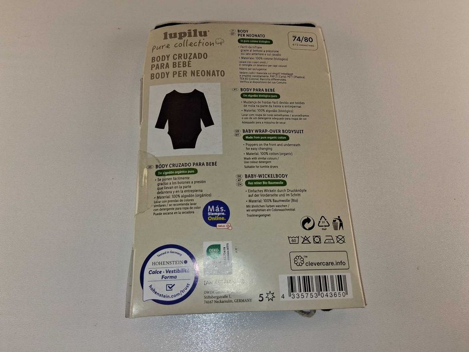 A061 Lupilu Body Kopertowe Niemowlęce Bawełna Organiczna R. 74/80