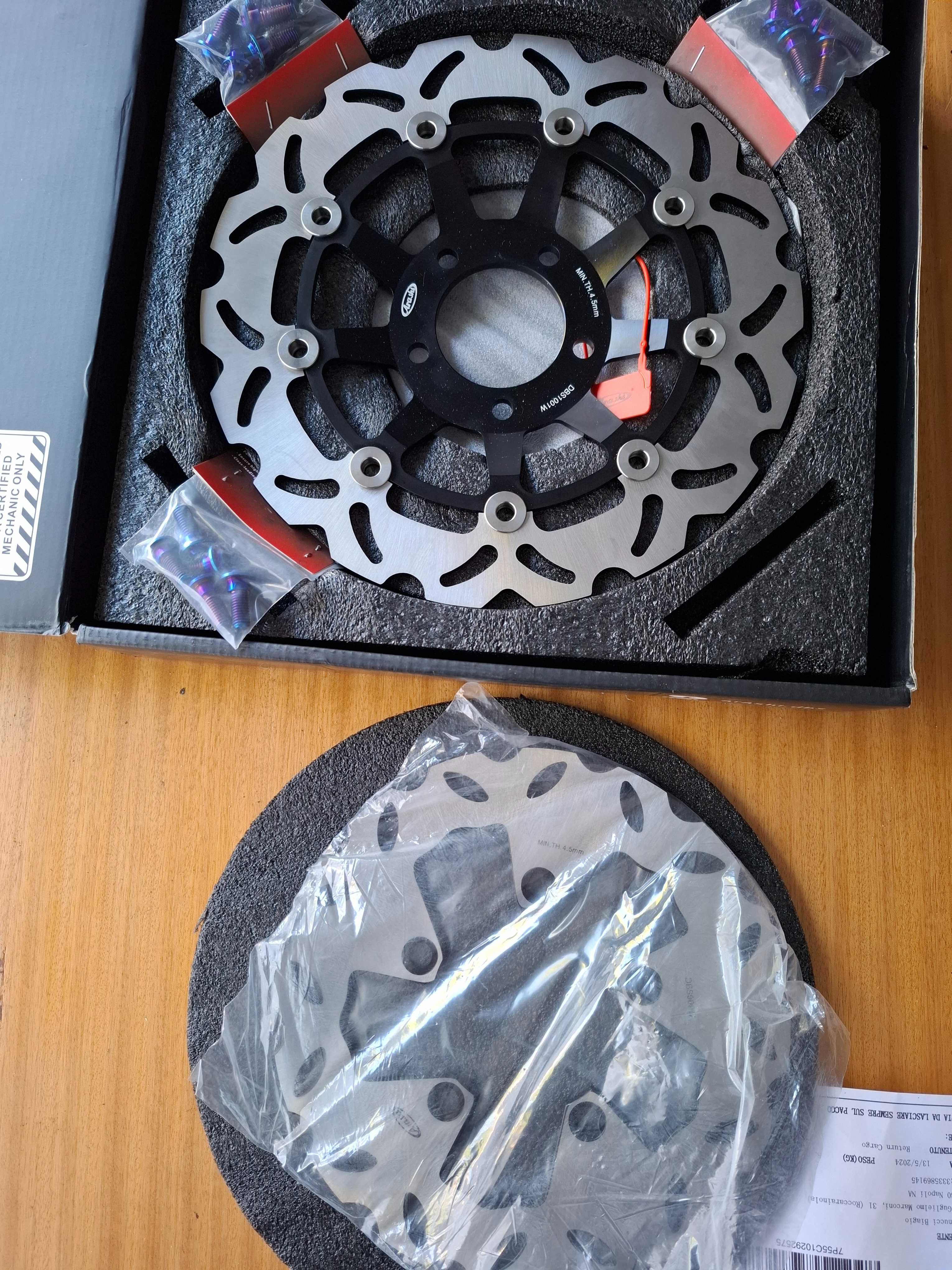 Discos freios dianteiros e traseiros moto