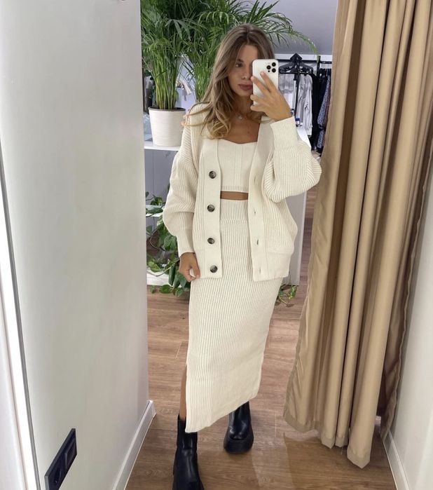 Теплий вʼязаний костюм onesize