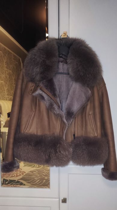 Дублянка натуральна з хутром песця, розмір S