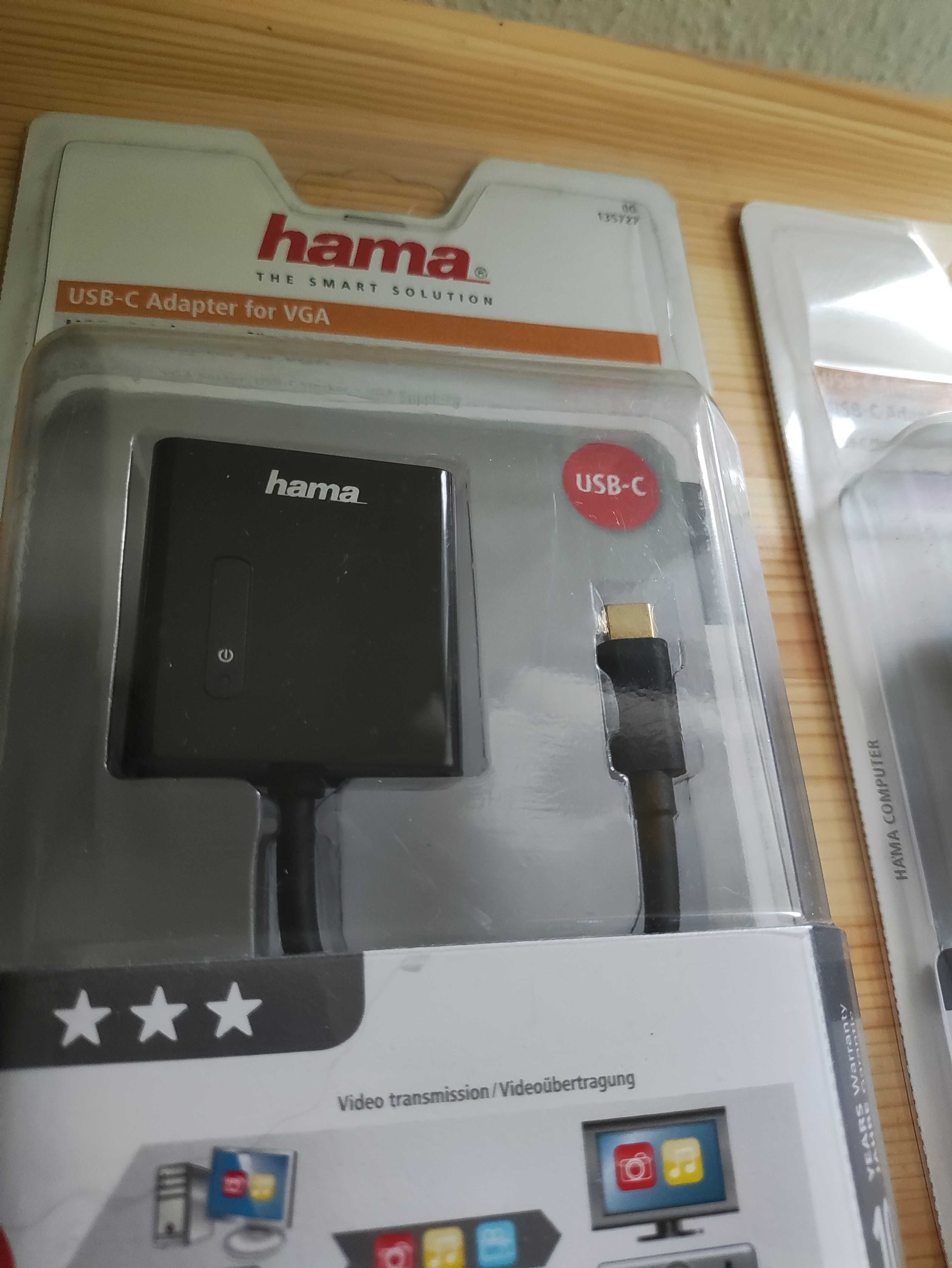 Kabel przewód Adapter Hama USB typ C VGA do komputer PC laptop rzutnik