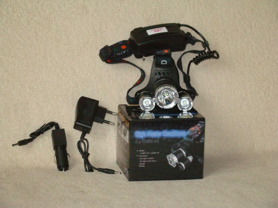 новый в упаковке мощный налобный светодиодный аккумуляторный фонарь ук