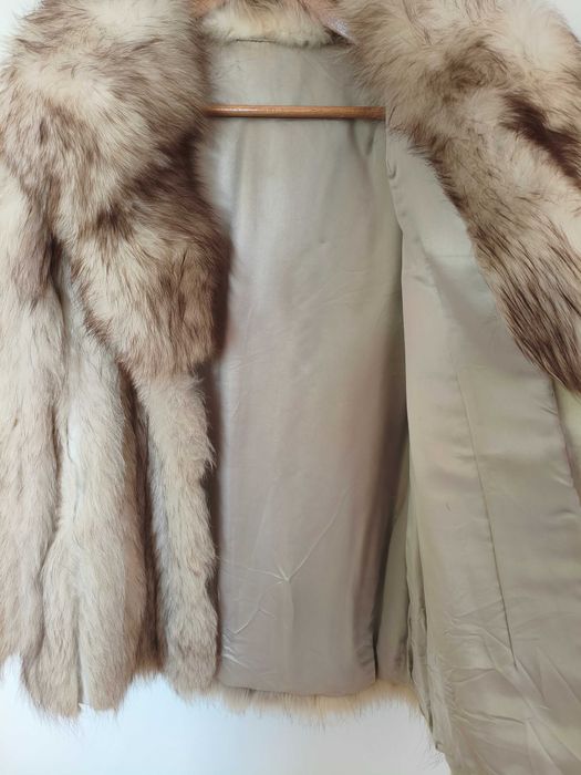 Futro naturalne prawdziwe z lisa srebrnego szarego polarnego vintage