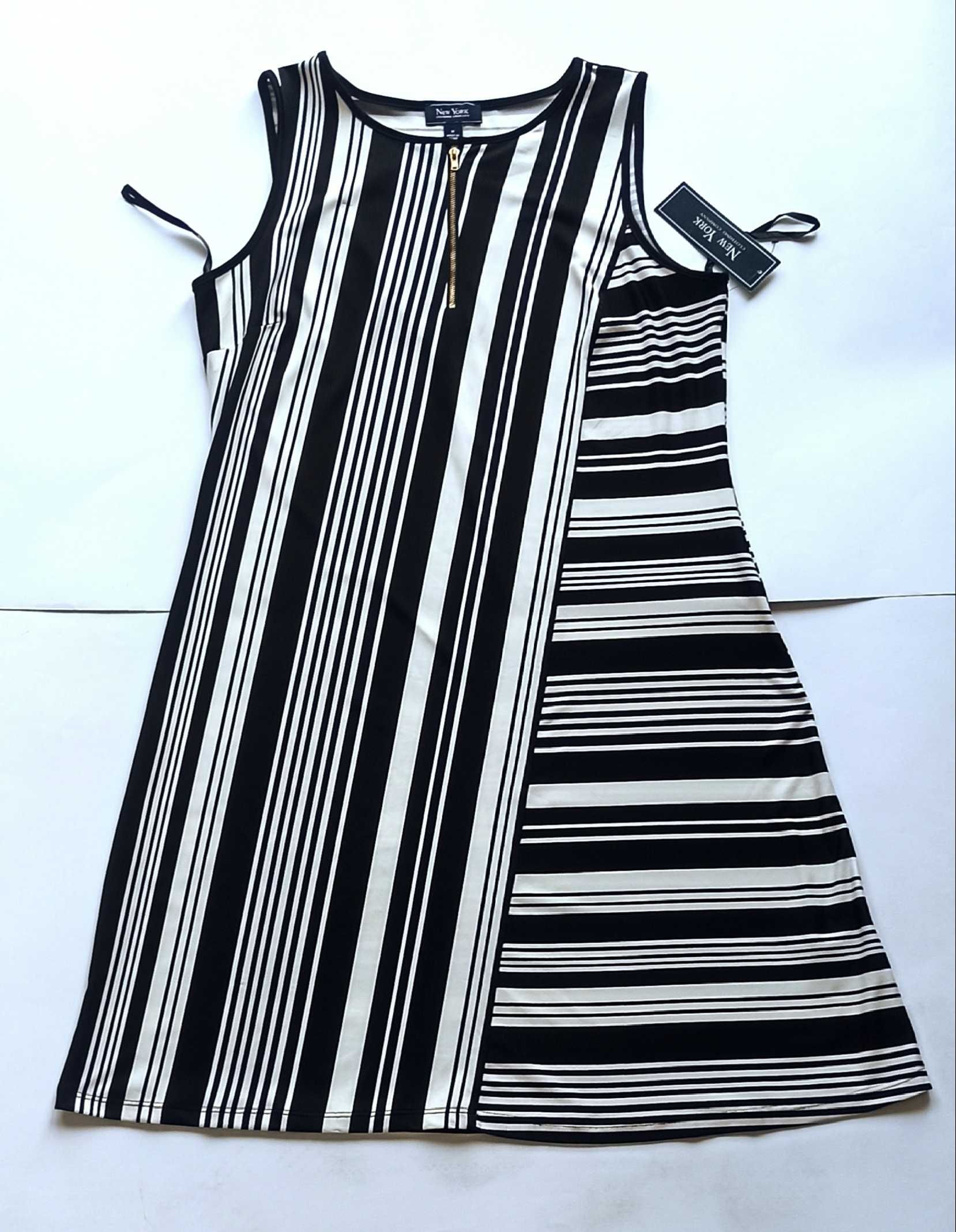 NEW YORK Clothing Company Sukienka w Paski Rozkloszwoana