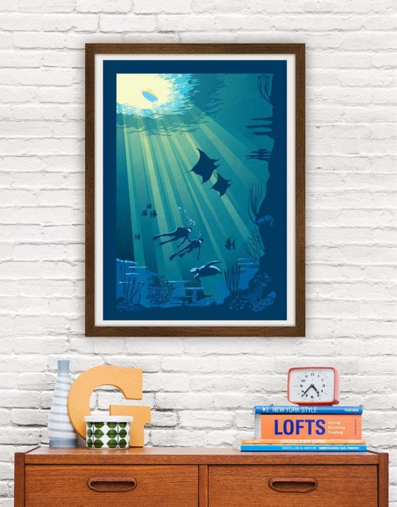 Plakat nurkowanie vintage loft A3
