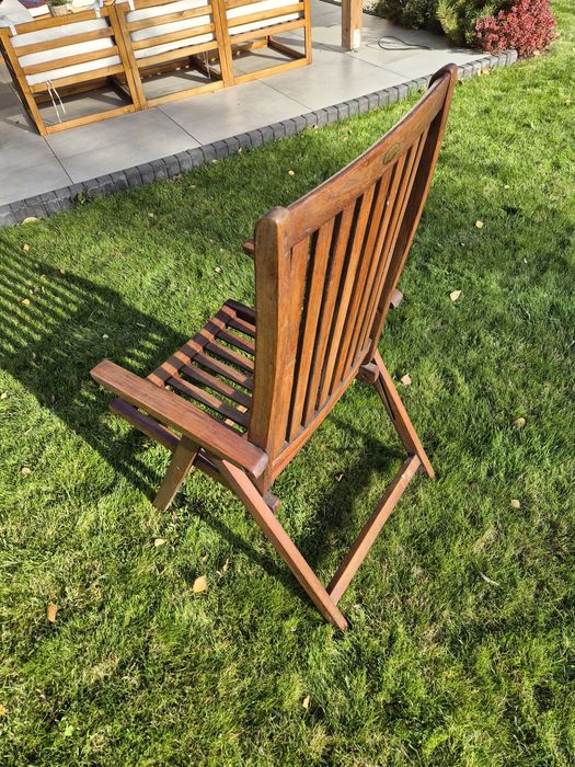 Krzesła Fotele ogrodowe drewniane, rozkładane cena za 3 sztuki