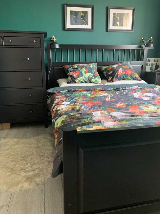 IKEA HEMNES łóżko 160x200 czarnobrązowe -70% ceny