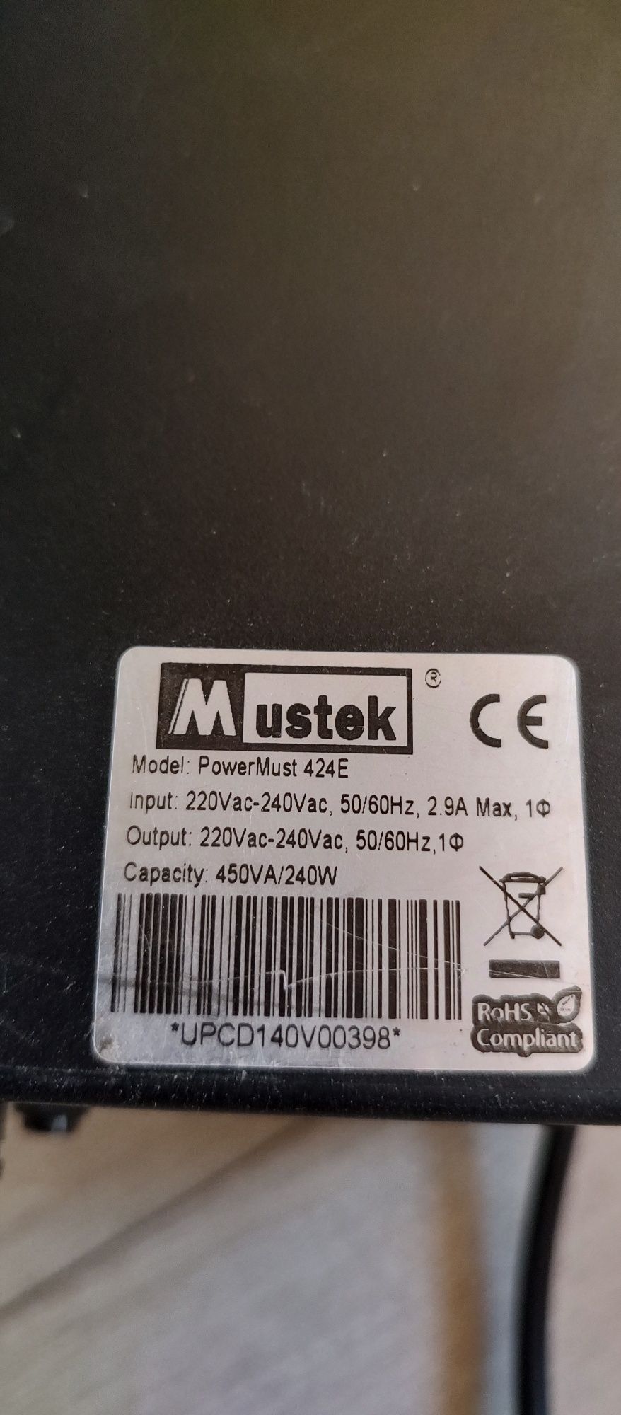 UPS zasilacz awaryjny Mustek PowerMust 424e 240W nowy akumulator