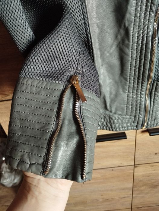 Szara kurtka przejściowa XL eko skóra ramoneska