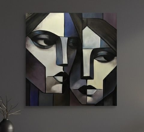 Duży nowoczesny obraz olejny KUBIZM