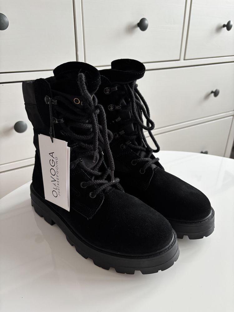 Buty damskie workery olavoga hiker czarne trapery zimowe