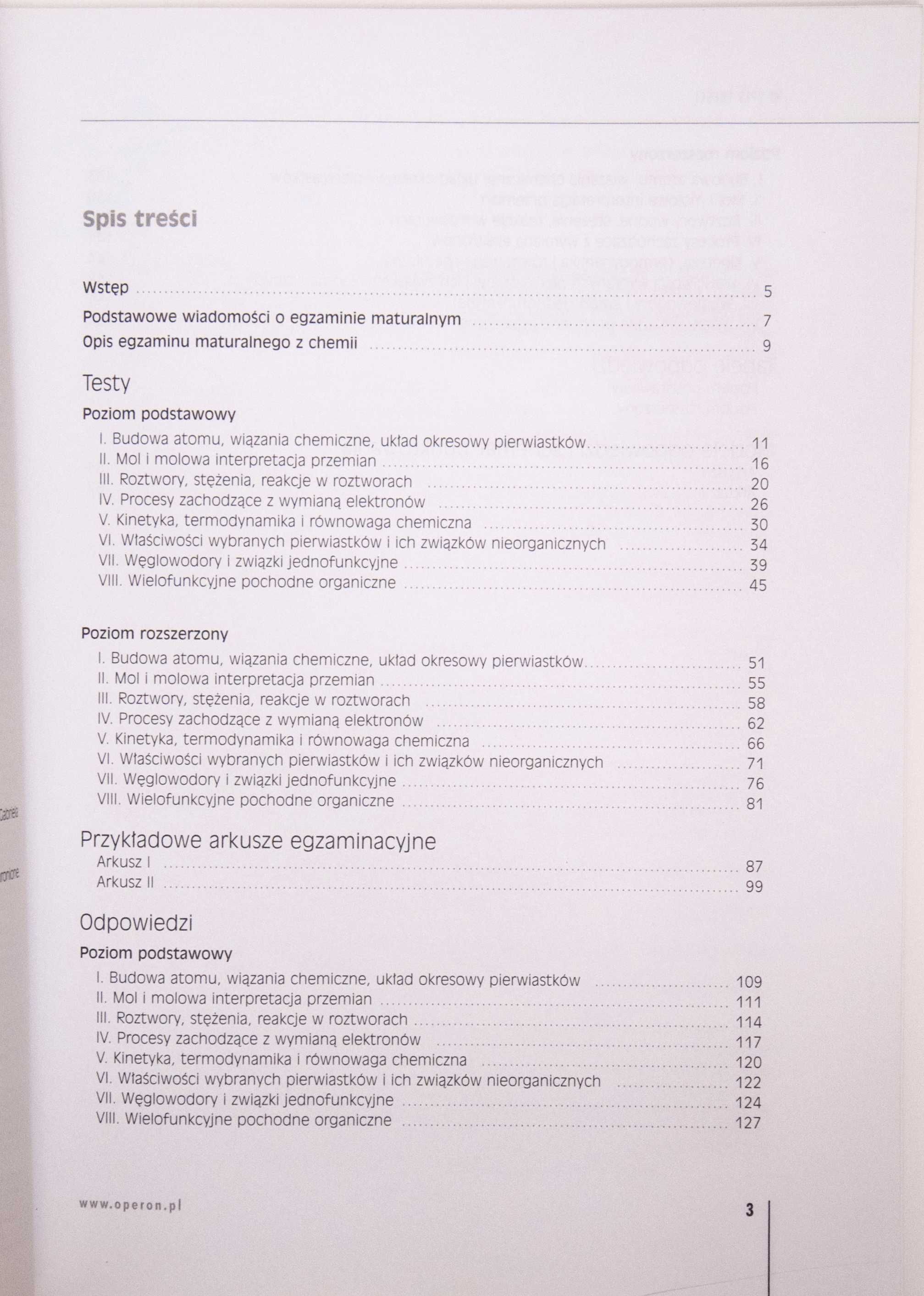 Chemia matura 2008 Operon testy