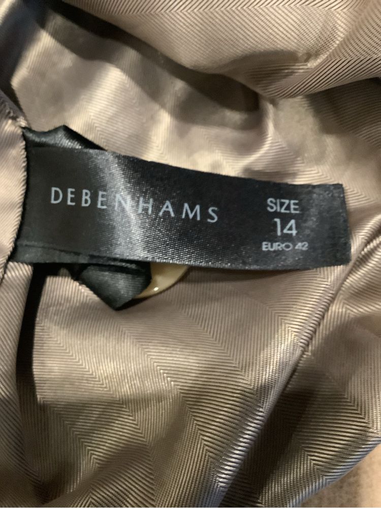 Długi zimowy damski płaszcz wełna Debenhams karmel r.42. W.F.K.
