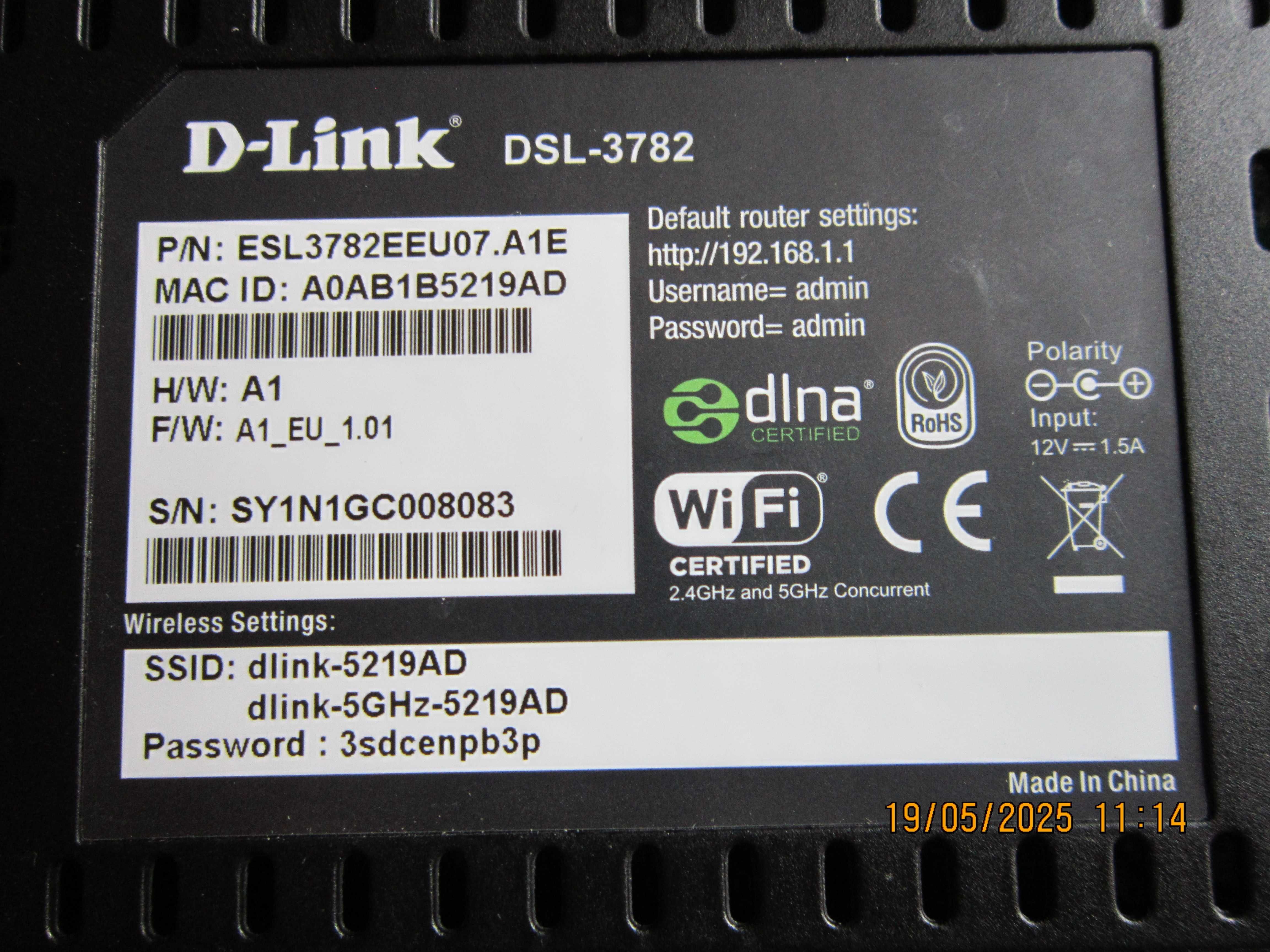 Router D-LINK DSL-3782 2.4 / 5 GHz