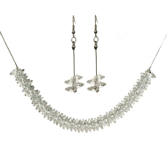 Naszyjnik kolczyki kpl ozdoba slub bizuteria czeska ozdoba prezent