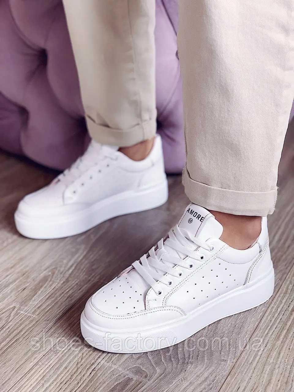 Жіночі шкіряні кеди Ditas, Білий/Рожевий Код 188 White/Pink