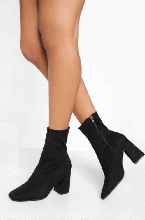 Nowe czarne botki skarpeta Boohoo r. 41