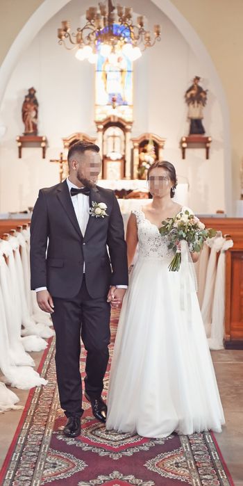 Suknia ślubna Bergamia Annais Bridal by Ola La + halka z kołem + welon