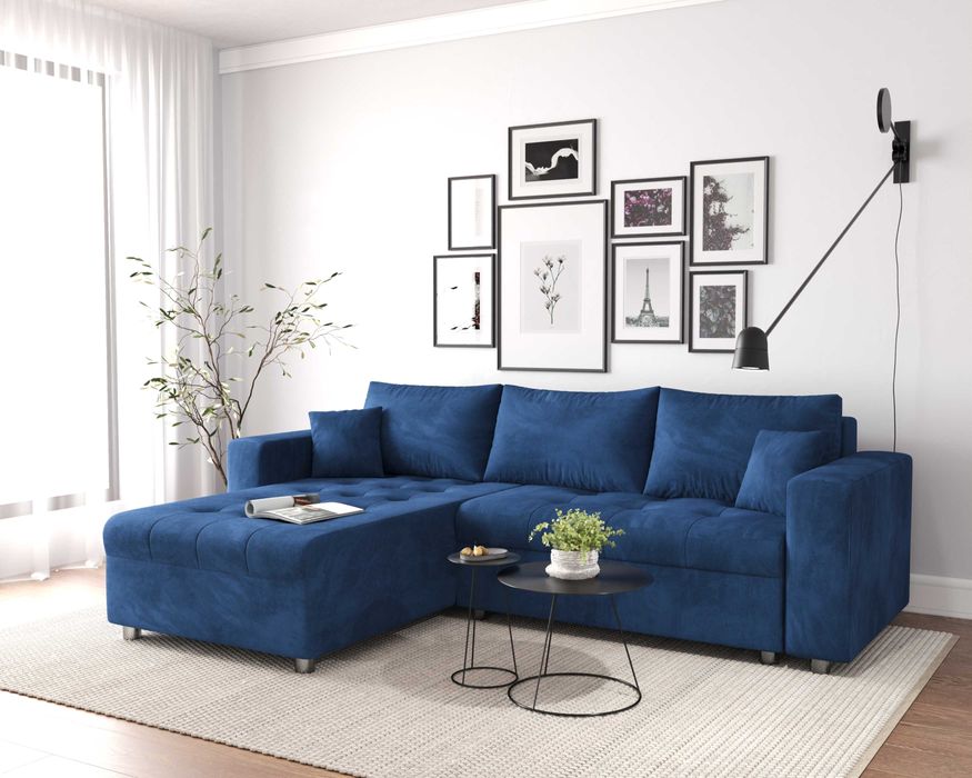 Narożnik MIMOS funkcją spania,sprężyny. Wysyłamy Próbnik TKANIN GRATIS