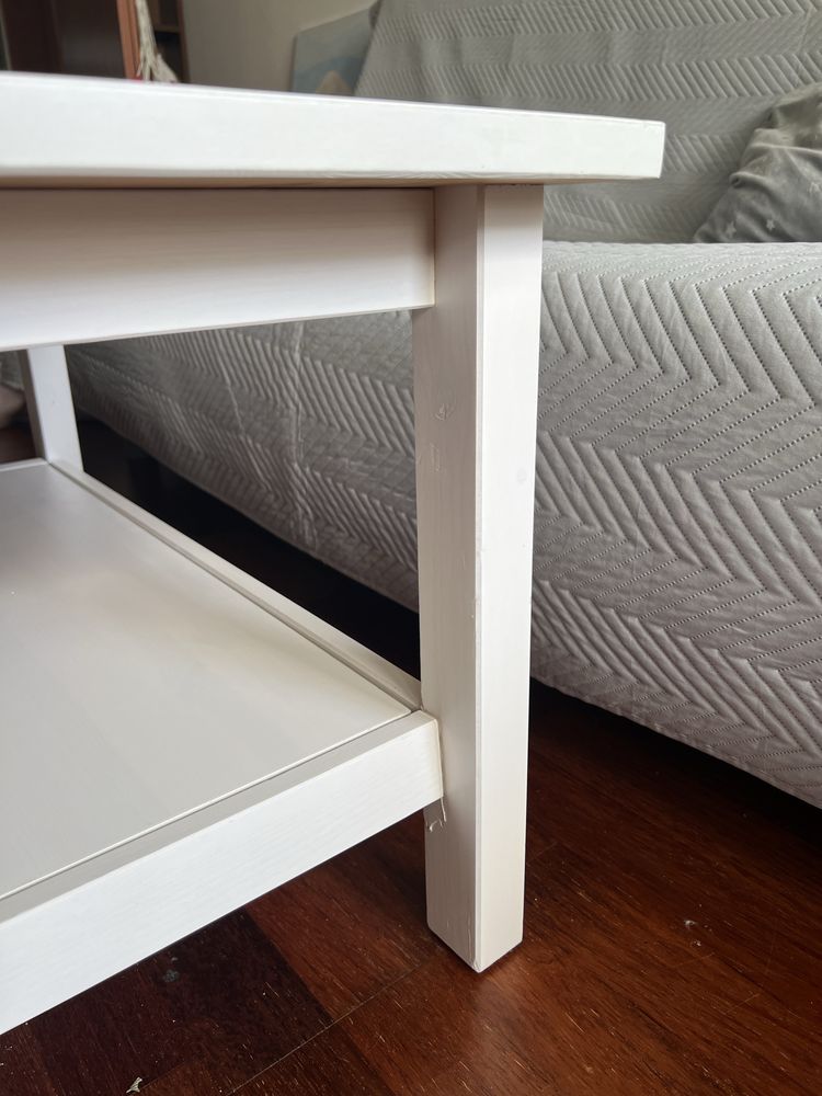 HEMNES Stolik kawowy, biała bejca 90x90cm