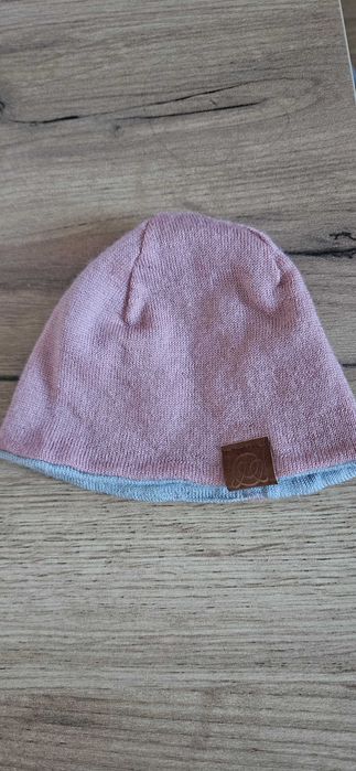 MAYLILY Czapka merino dwustronna - popiel-róż 0-1