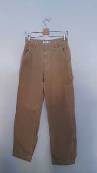 Pull&Bear Beżowe jeansy bojówki szerokie nogawki dzwony 36