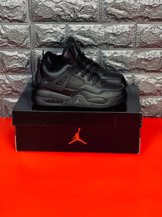 Зимние кроссовки черные Jordan / кожаные кросовки Джордан черные