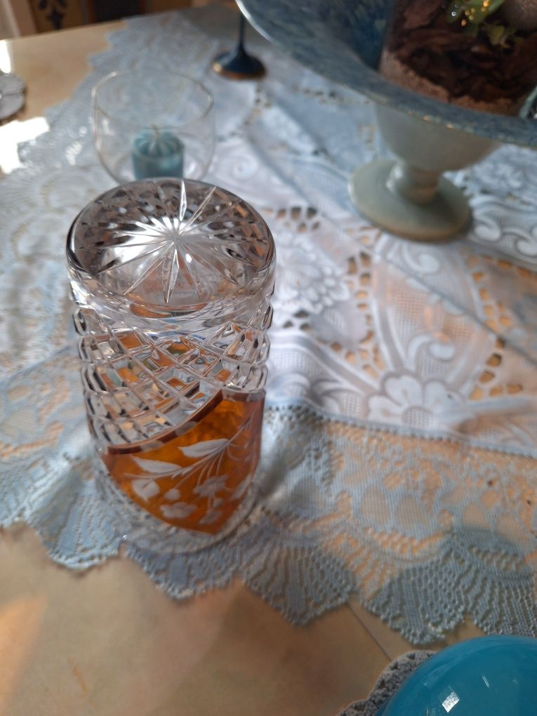 Piękny dwu kolorowy wazon kryształowy kryształ