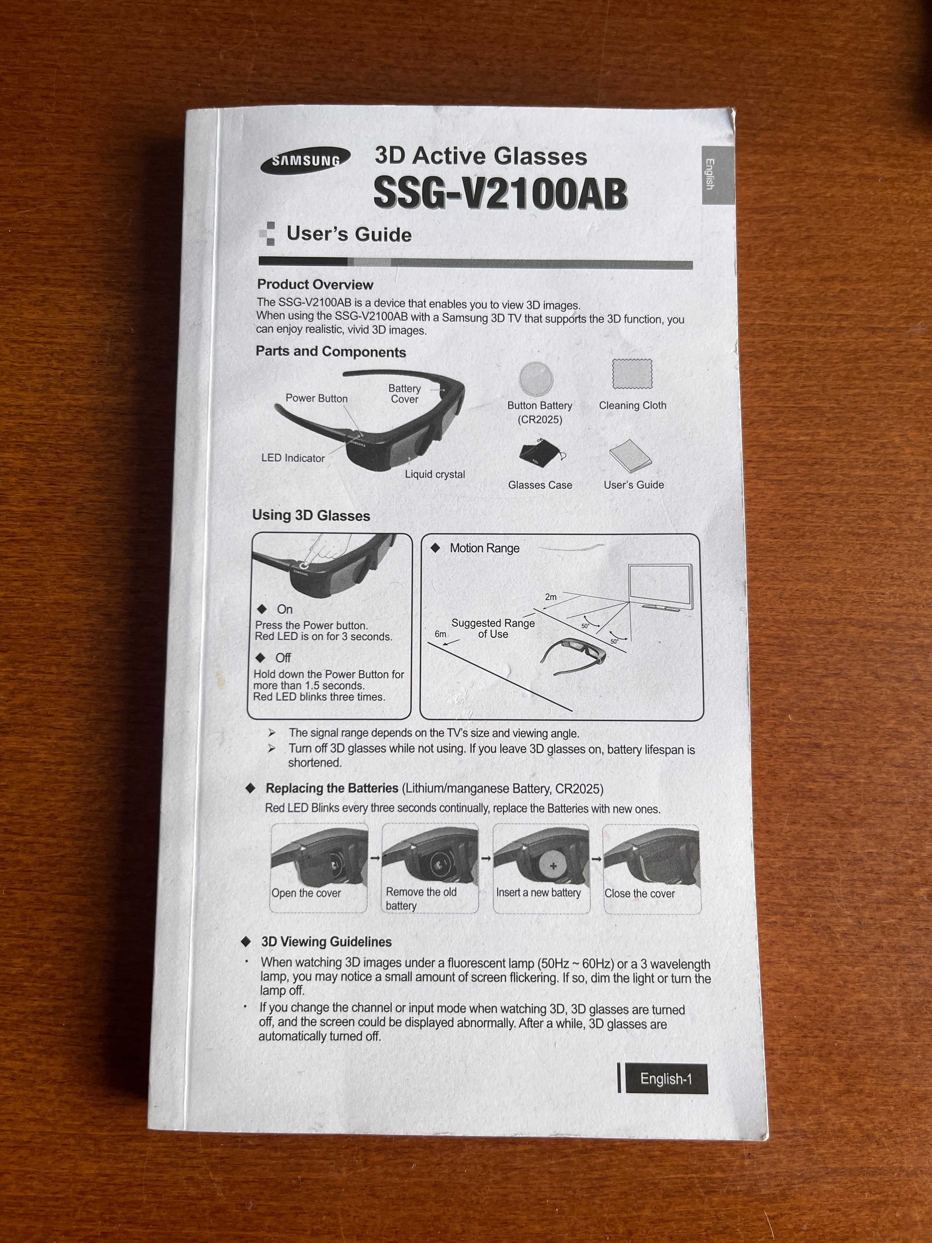Samsung Óculos 3D SSG-V2100AB com Bolsa e Manual